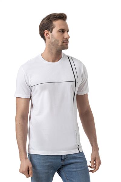 Baskılı Bisiklet Yaka T-Shirt