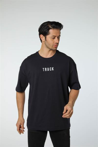 Baskılı Oversize Bisiklet Yaka T-Shirt