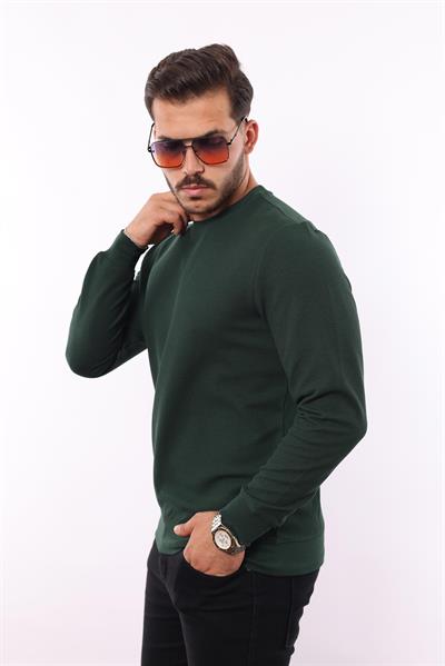Waffle Dokuma Bisiklet Yaka Sweatshirt – Pamuk Viskon Regular Fit Rugatchi Exclusive