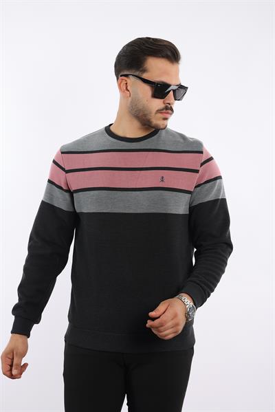 Panolu Selanik Dokuma Bisiklet Yaka Sweatshirt – Pamuk Viskon Regular Fit