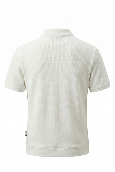 Erkek Waffle Dokulu Esnek Polo Tişört