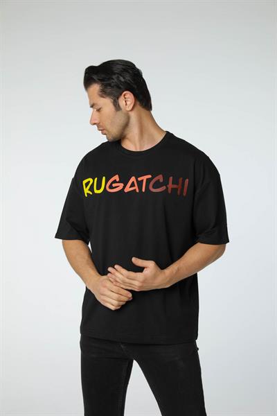 Baskılı Oversize Bisiklet Yaka T-Shirt