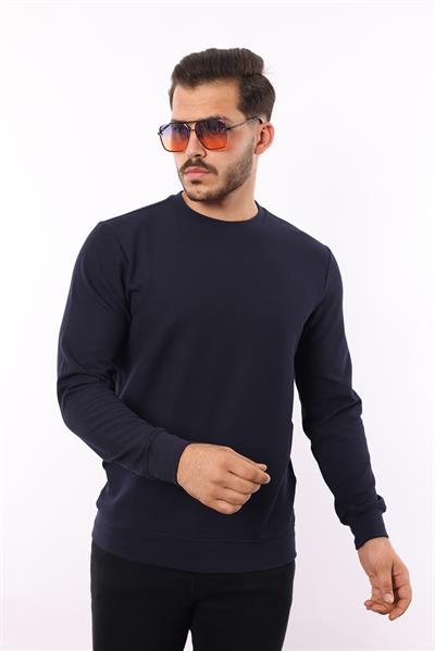 Waffle Dokuma Bisiklet Yaka Sweatshirt – Pamuk Viskon Regular Fit Rugatchi Exclusive
