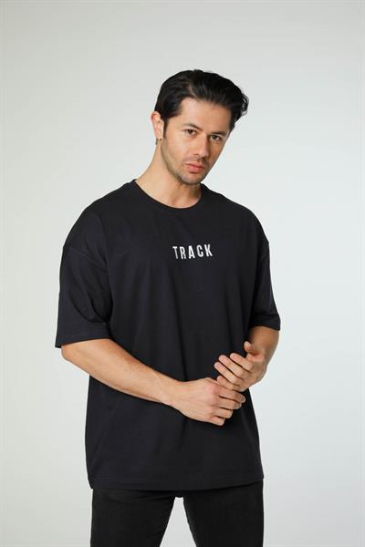 Baskılı Oversize Bisiklet Yaka T-Shirt