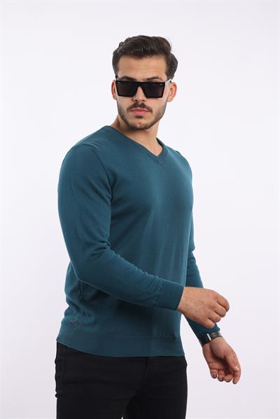 Premium Erkek V Yaka Triko — %100 Pamuk, Nefes Alan Konforlu Kazak