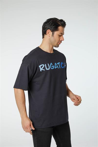 Baskılı Oversize Bisiklet Yaka T-Shirt