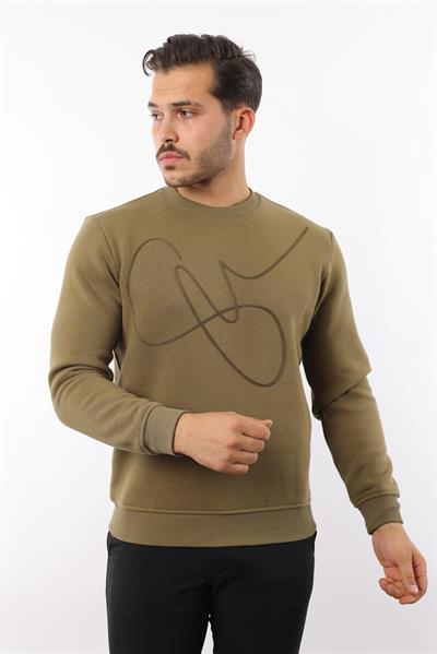 3 İplik Şardonlu Bisiklet Yaka Sweatshirt – Pamuk Viskon Regular Fit Rugatchi Exclusive