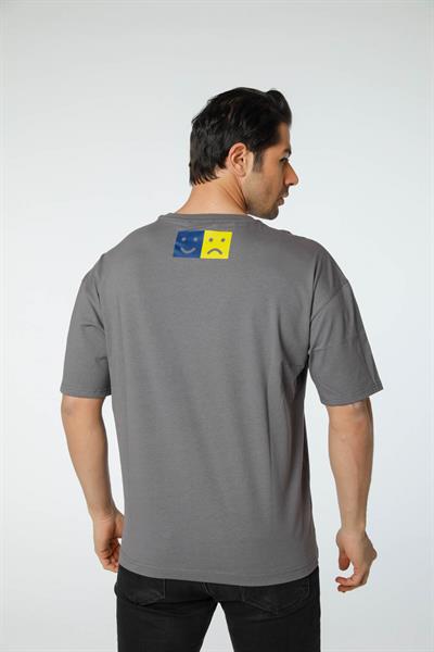 Baskılı Oversize Bisiklet Yaka T-Shirt