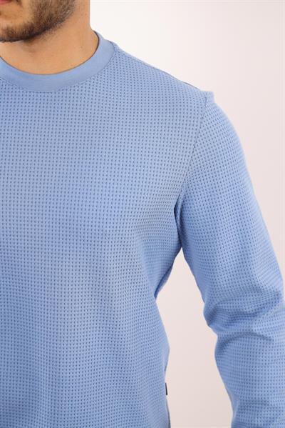 Waffle Dokulu Bisiklet Yaka Sweatshirt – Pamuk Viskon Regular Fit Rugatchi Exclusive