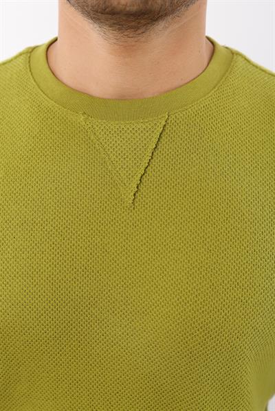 Petek Dokuma Jakarlı Bisiklet Yaka Sweatshirt – Pamuk Viskon Regular Fit Rugatchi Exclusive