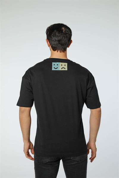 Baskılı Oversize Bisiklet Yaka T-Shirt