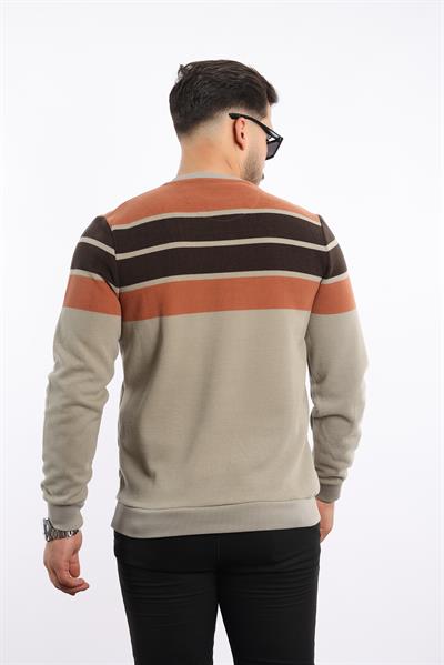 Panolu Selanik Dokuma Bisiklet Yaka Sweatshirt – Pamuk Viskon Regular Fit
