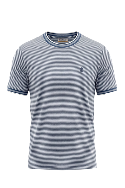 Erkek Çizgili Bisiklet Yaka Basic Tişört