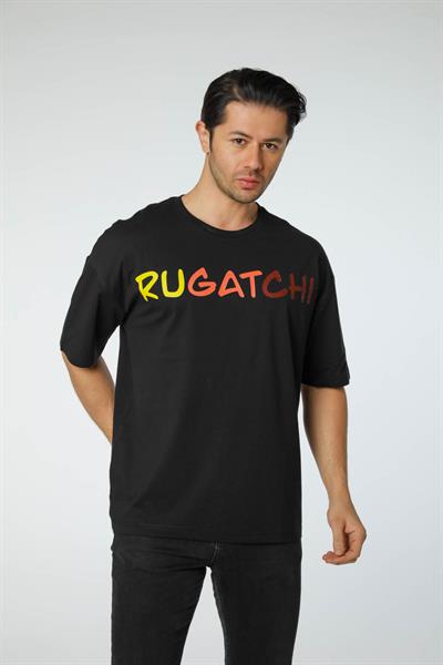 Baskılı Oversize Bisiklet Yaka T-Shirt