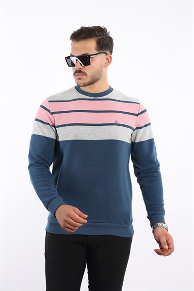 Panolu Selanik Dokuma Bisiklet Yaka Sweatshirt – Pamuk Viskon Regular Fit