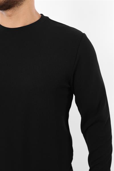 Waffle Dokuma Bisiklet Yaka Sweatshirt – Pamuk Viskon Regular Fit Rugatchi Exclusive