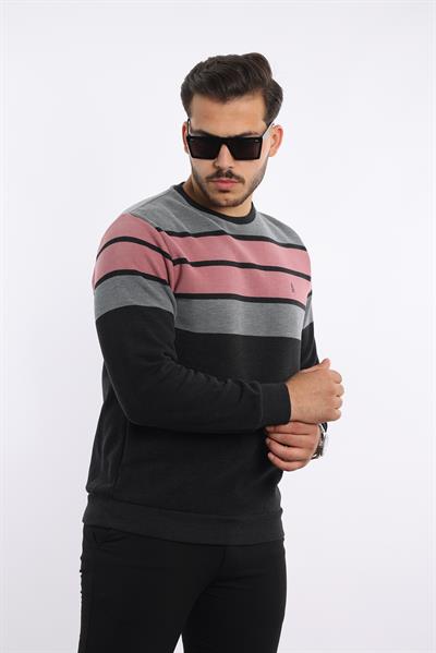Panolu Selanik Dokuma Bisiklet Yaka Sweatshirt – Pamuk Viskon Regular Fit