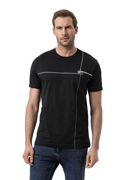 Baskılı Bisiklet Yaka T-Shirt