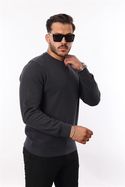 Diagonal Interlok Bisiklet Yaka Sweatshirt – Pamuk Viskon Regular Fit Rugatchi Exclusive