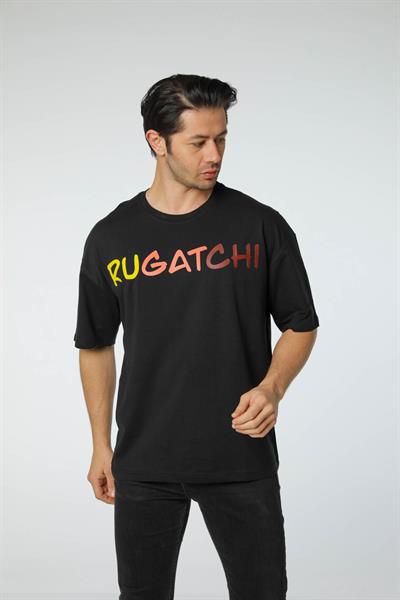 Baskılı Oversize Bisiklet Yaka T-Shirt
