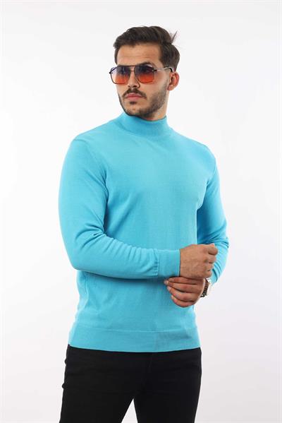 Erkek Yarım Balıkçı Yaka Triko Kazak — %100 Pamuk