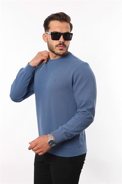 Diagonal Interlok Bisiklet Yaka Sweatshirt – Pamuk Viskon Regular Fit Rugatchi Exclusive