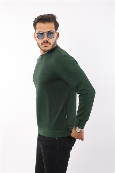 Waffle Dokulu Bisiklet Yaka Sweatshirt – Pamuk Viskon Regular Fit Rugatchi Exclusive