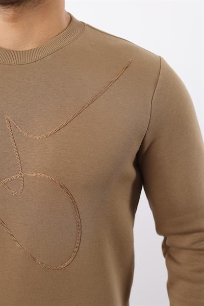 3 İplik Şardonlu Bisiklet Yaka Sweatshirt – Pamuk Viskon Regular Fit Rugatchi Exclusive