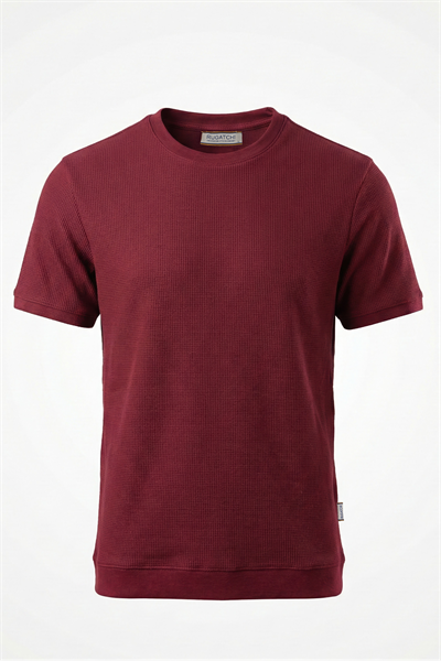 Erkek Waffle Dokulu Bisiklet Yaka Tişört