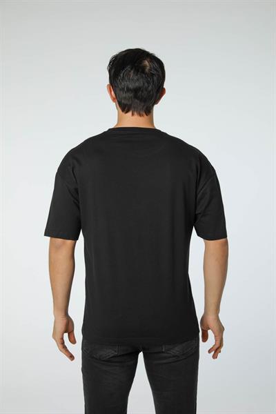 Baskılı Oversize Bisiklet Yaka T-Shirt