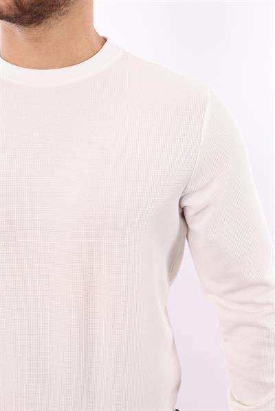 Waffle Dokuma Bisiklet Yaka Sweatshirt – Pamuk Viskon Regular Fit Rugatchi Exclusive