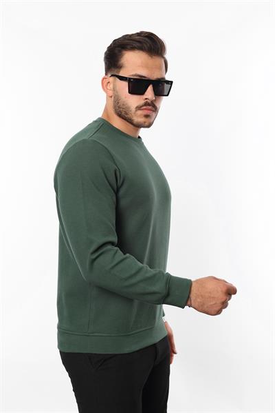 Diagonal Interlok Bisiklet Yaka Sweatshirt – Pamuk Viskon Regular Fit Rugatchi Exclusive