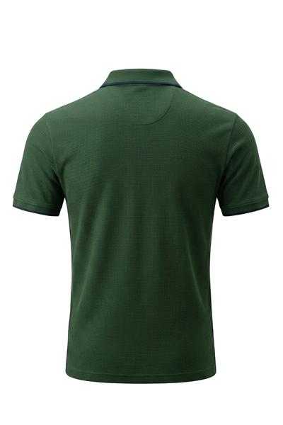 Erkek Waffle Dokulu Kontrast Çizgili Polo