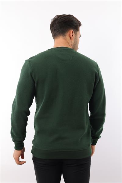 Petek Dokuma Jakarlı Bisiklet Yaka Sweatshirt – Pamuk Viskon Regular Fit Rugatchi Exclusive
