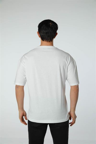 Baskılı Oversize Bisiklet Yaka T-Shirt
