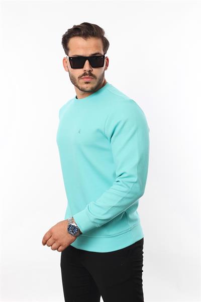 Diagonal Interlok Bisiklet Yaka Sweatshirt – Pamuk Viskon Regular Fit Rugatchi Exclusive