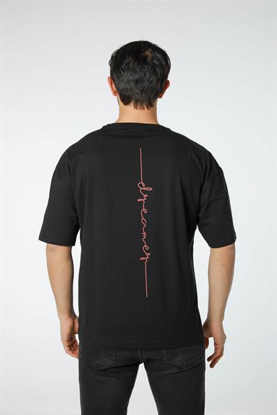 Baskılı Oversize Bisiklet Yaka T-Shirt