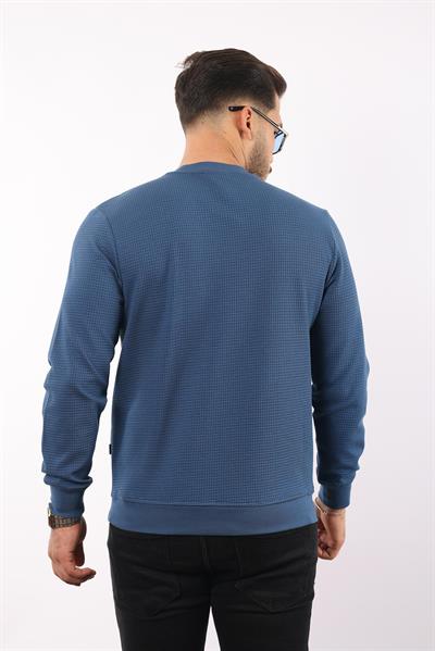 Waffle Dokulu Bisiklet Yaka Sweatshirt – Pamuk Viskon Regular Fit Rugatchi Exclusive