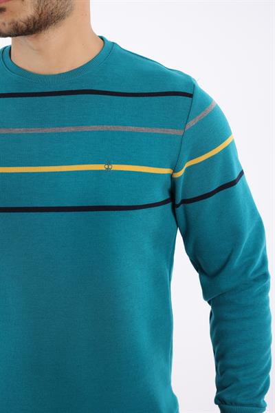 Panolu Selanik Dokuma Bisiklet Yaka Sweatshirt