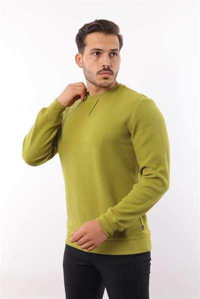 Petek Dokuma Jakarlı Bisiklet Yaka Sweatshirt – Pamuk Viskon Regular Fit Rugatchi Exclusive