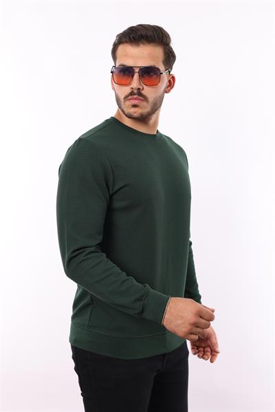 Waffle Dokuma Bisiklet Yaka Sweatshirt – Pamuk Viskon Regular Fit Rugatchi Exclusive