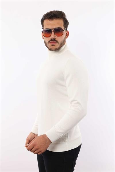 Erkek Yarım Balıkçı Yaka Triko Kazak — %100 Pamuk