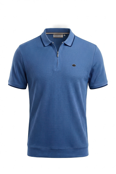 Erkek Waffle Dokulu Fermuarlı Spor Polo