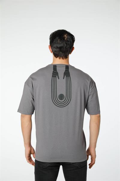 Baskılı Oversize Bisiklet Yaka - T-Shirt