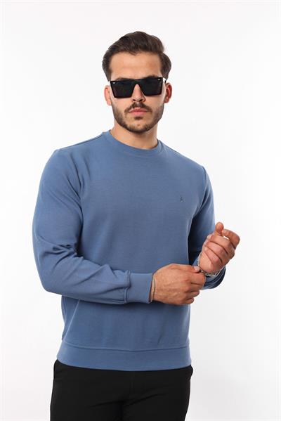 Diagonal Interlok Bisiklet Yaka Sweatshirt – Pamuk Viskon Regular Fit Rugatchi Exclusive