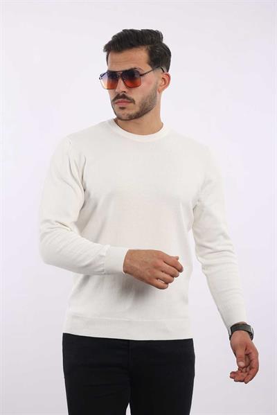 Erkek Bisiklet Yaka Klasik Düz Triko — %100 Pamuk, Şık & Konforlu Kazak