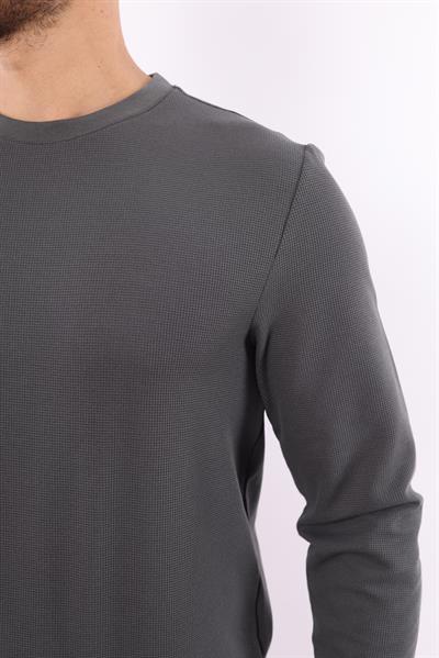 Waffle Dokuma Bisiklet Yaka Sweatshirt – Pamuk Viskon Regular Fit Rugatchi Exclusive