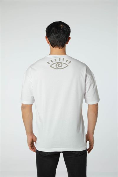 Baskılı Oversize Bisiklet Yaka T-Shirt