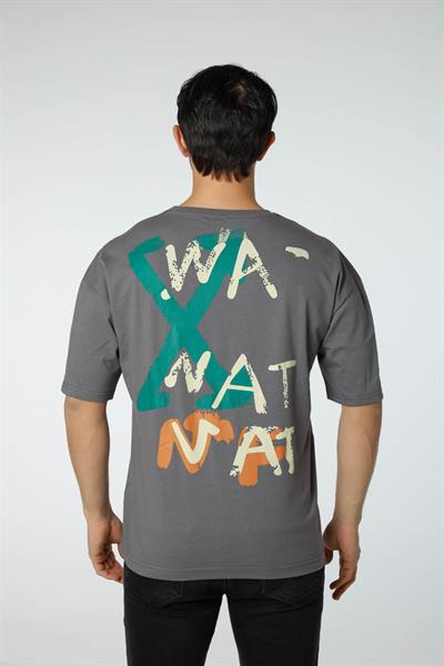 Baskılı Oversize Bisiklet Yaka T-Shirt