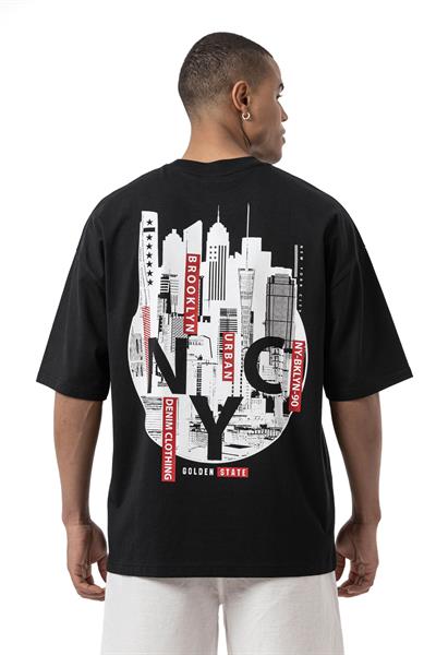 NY Baskılı Oversize T-Shirt